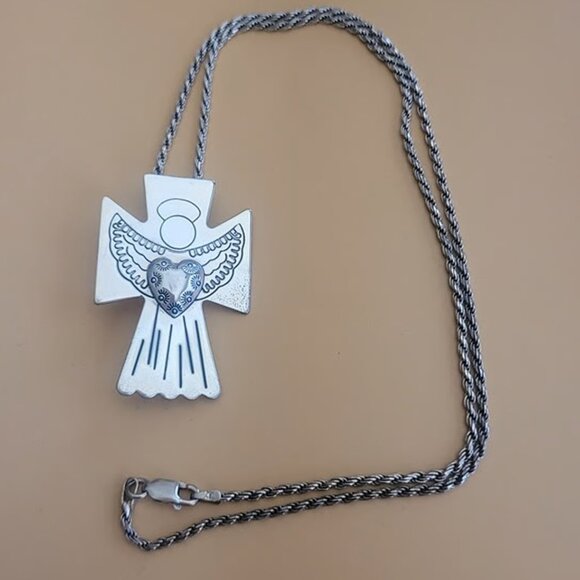 Authentic Guardian Angel Brooch Necklace Pendant Carolyn Pollack Relios S Silver - Picture 9 of 9